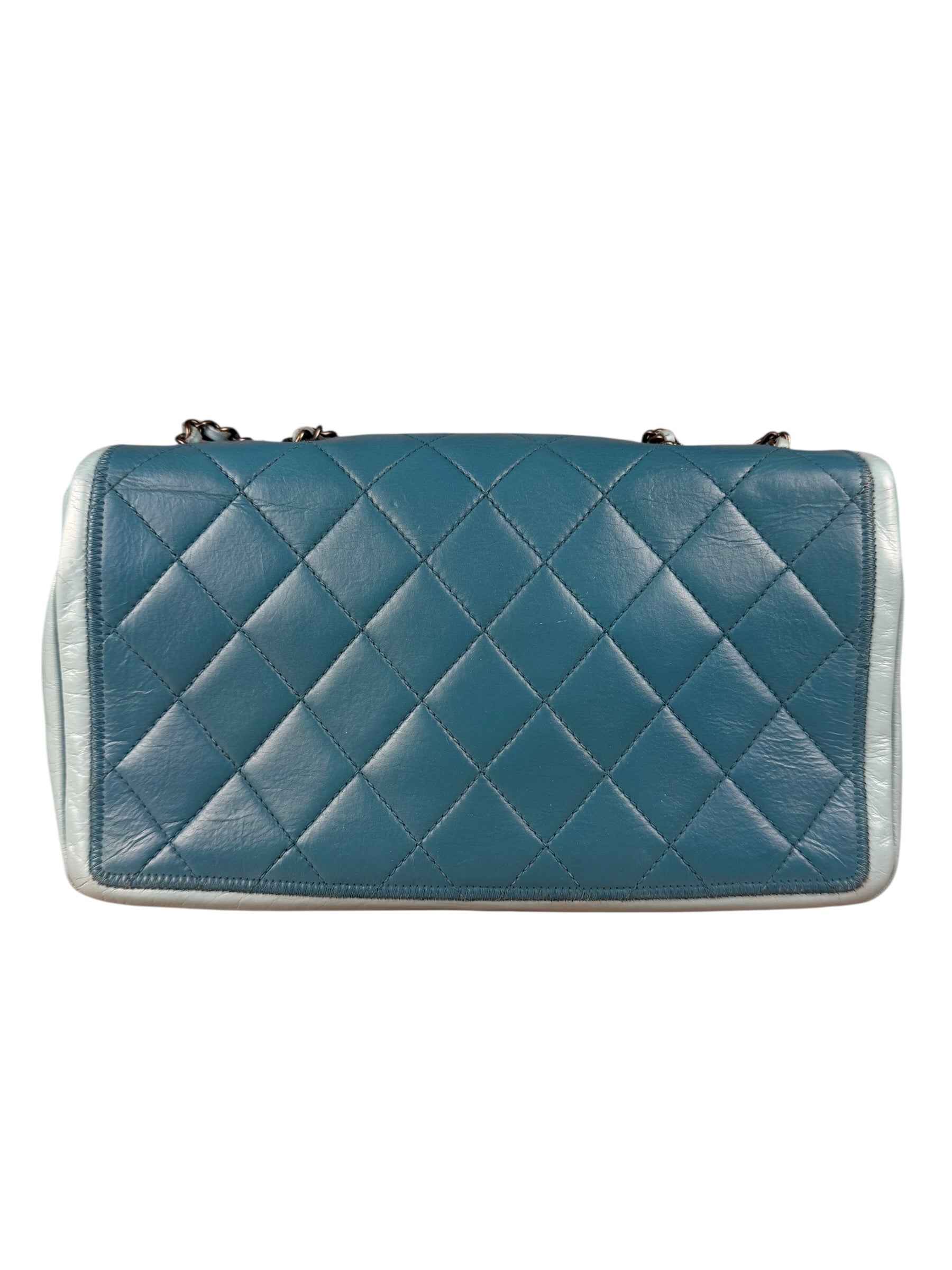 Chanel CC Two-Toned Blue Leather Flap Bag 2014