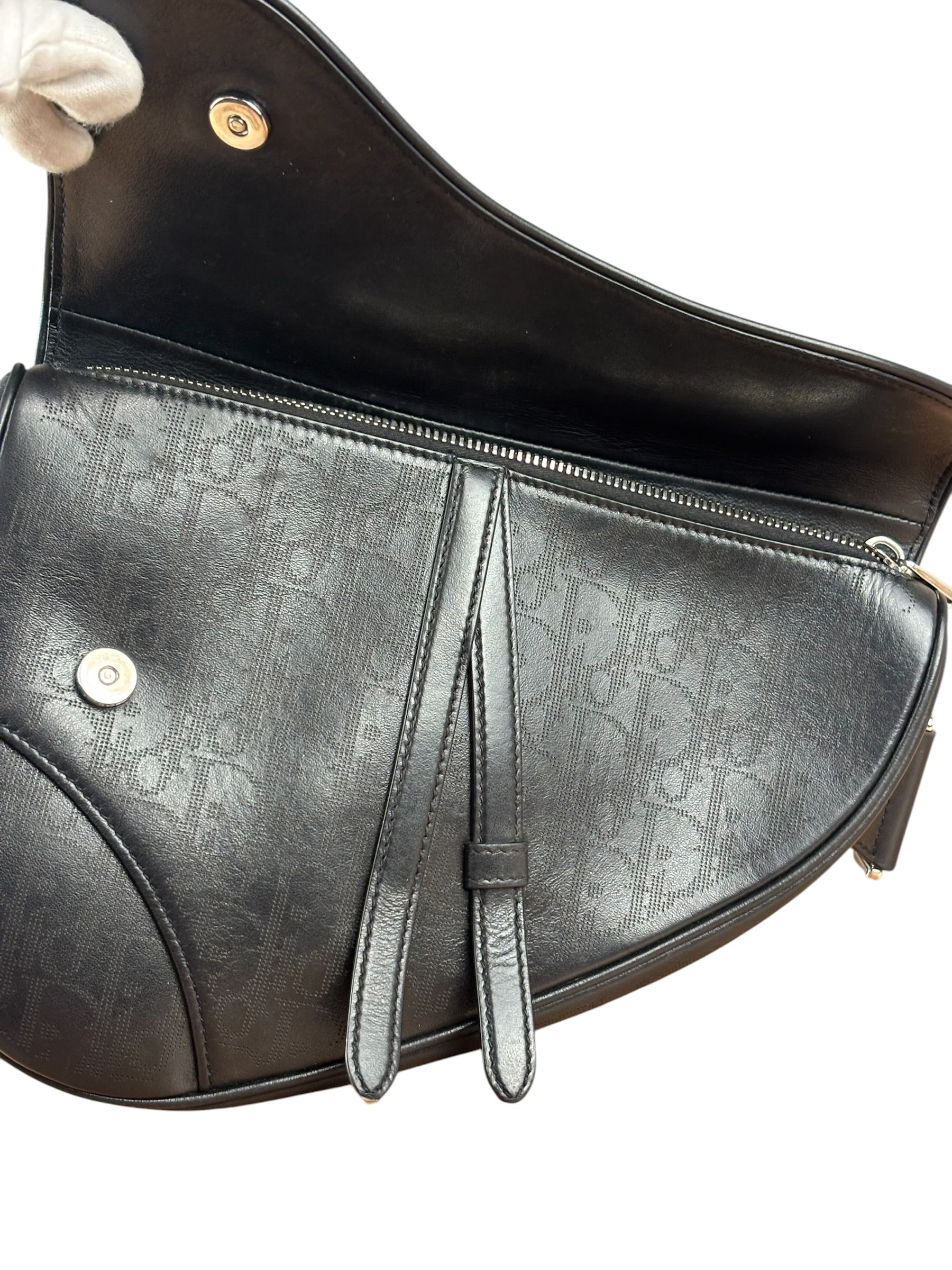 Christian Dior Black Calfskin Galaxy Saddle Messenger Bag