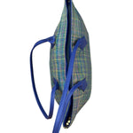 Vivienne Westwood Blue/Green Woven Plaid Saturn Shoulder Bag