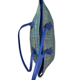 Vivienne Westwood Blue/Green Woven Plaid Saturn Shoulder Bag