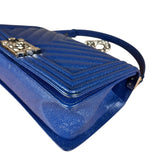 Chanel Blue Chevron Caviar Medium Boy Bag 2019