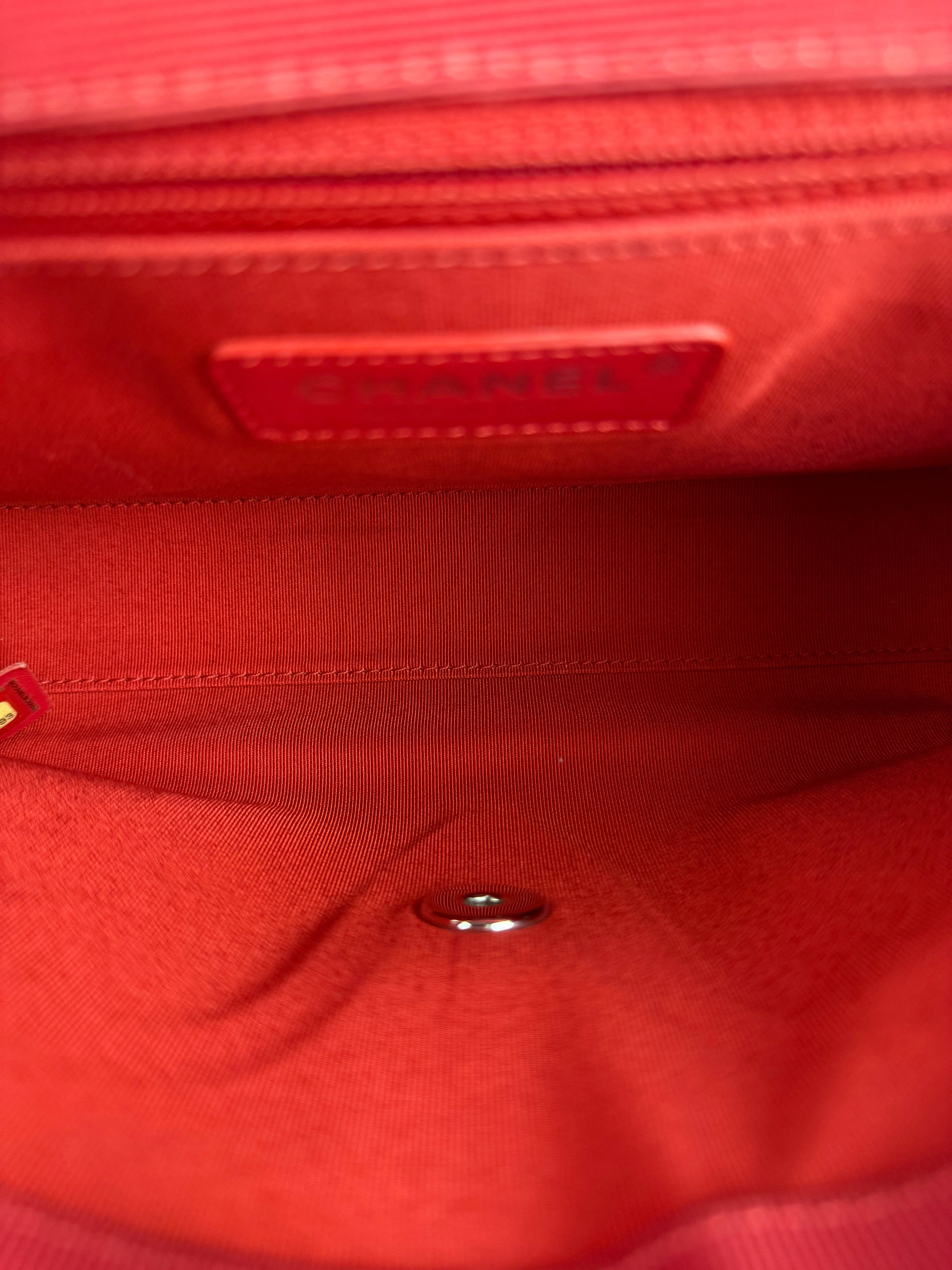 Chanel Red CC Quilted Crumpled Calfskin Flap Bag 2018