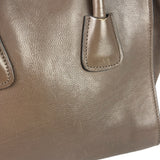 Prada Neutral Taupe Glace Calf Twin Pocket Two-Way Tote