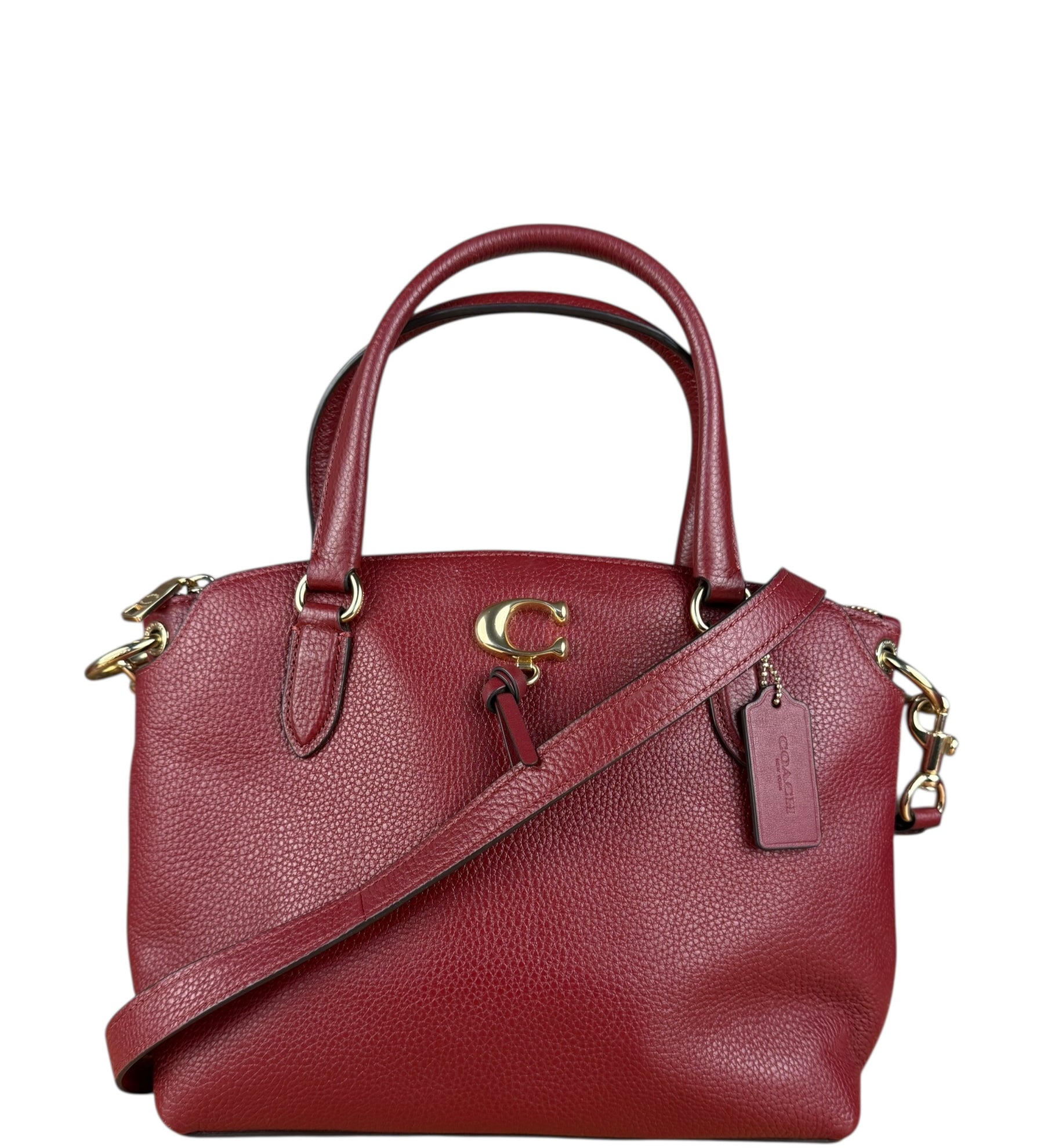 Coach Maroon Pebbled Leather Remi 2Way Bag