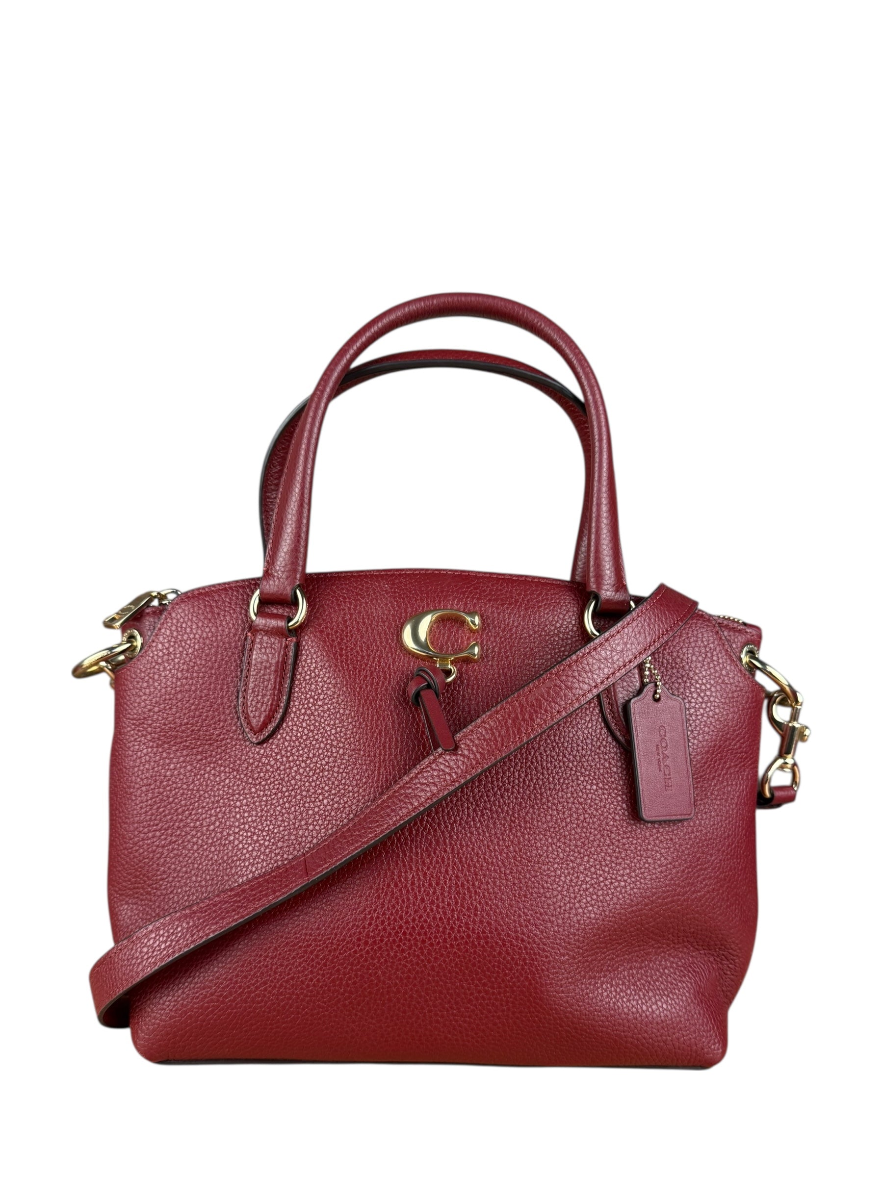 Coach Maroon Pebbled Leather Remi 2Way Bag