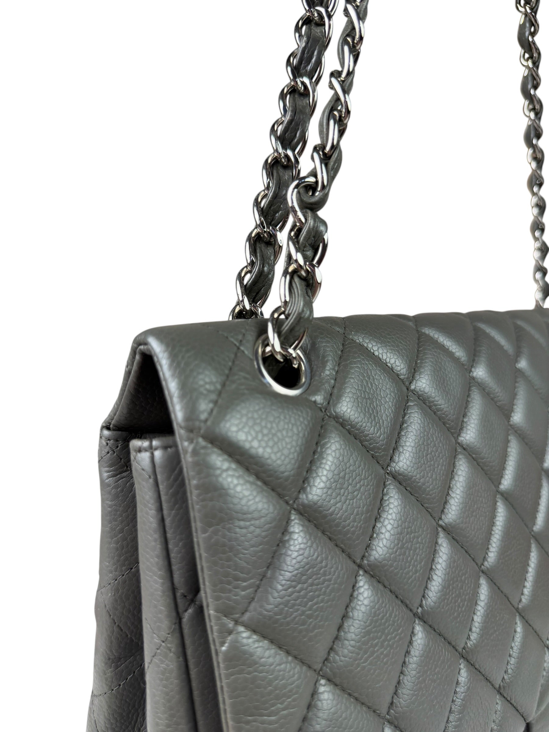Chanel Grey Hue Caviar Quilted Jumbo Flap Bag 2010