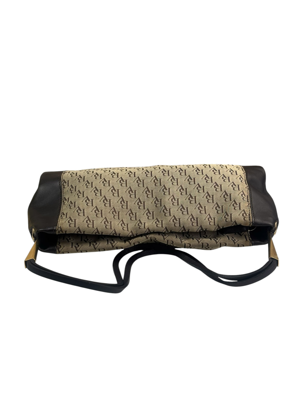 Bottega Veneta Brown/Beige Leather Trim Monogram Shoulder Bag