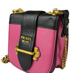 Prada Pink/Black Saffiano Leather Trim Small Cahier Crossbody Bag