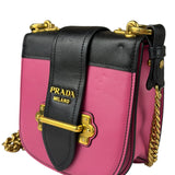 Prada Pink/Black Saffiano Leather Trim Small Cahier Crossbody Bag