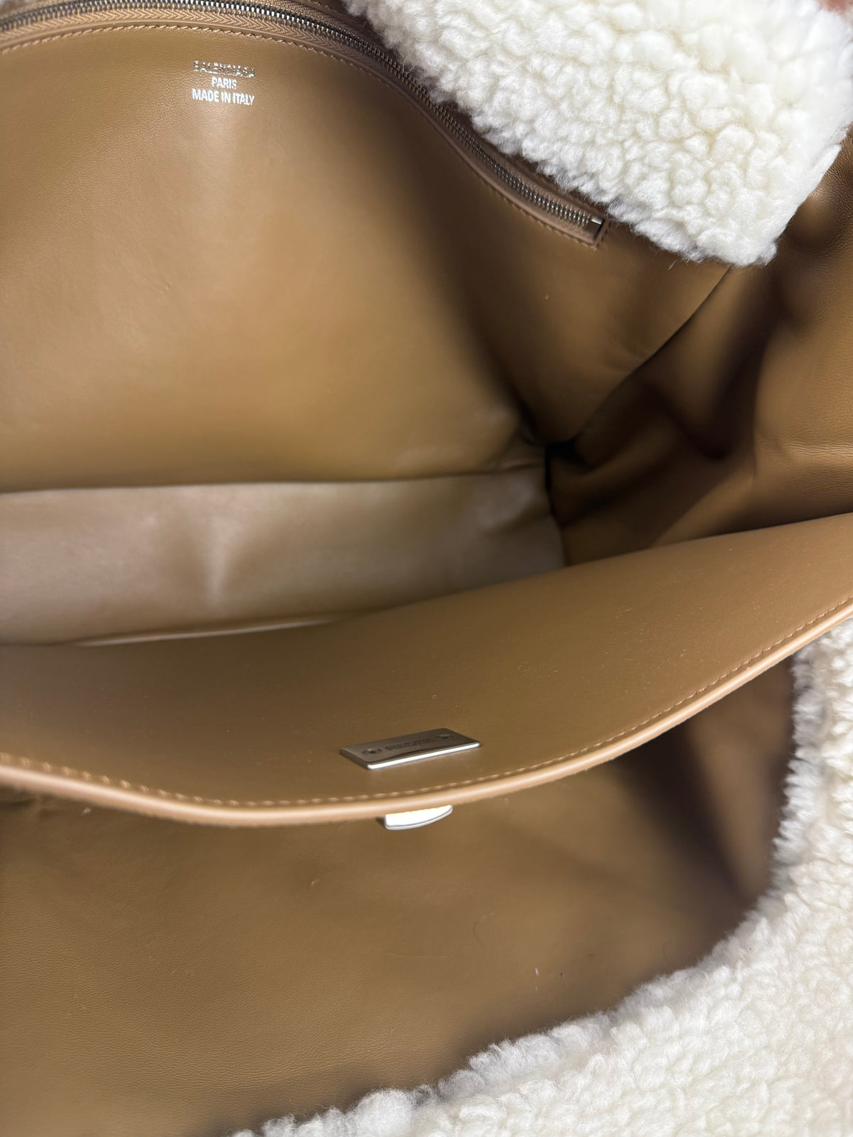 Balenciaga Rodeo Handbag Suede/Fleece Brown