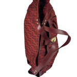 Fendi Red Leather Trim Zucca Chef Tote