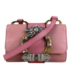 Miu Miu Pink Leather Madras Crystal Embellished Shoulder Bag
