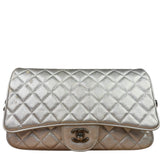 Chanel CC Silver Metallic Quilted Flap Shoulder Bag 2017