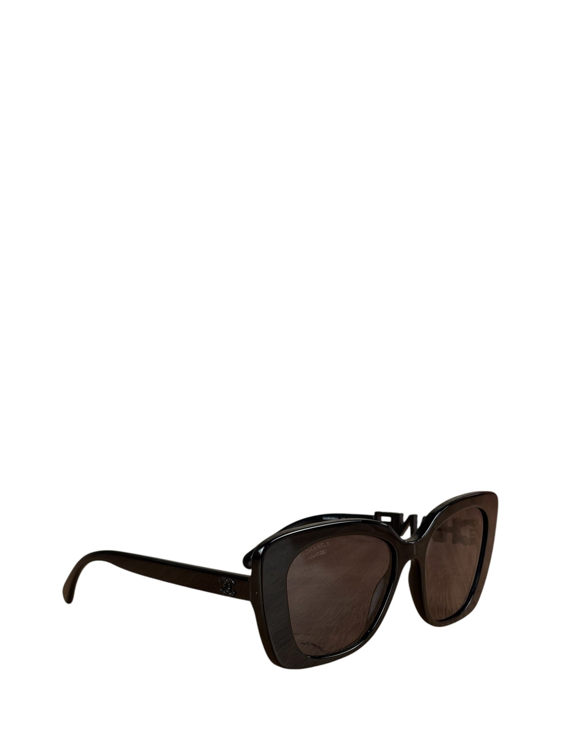 Chanel Rhinestone Logo Square Sunglasses