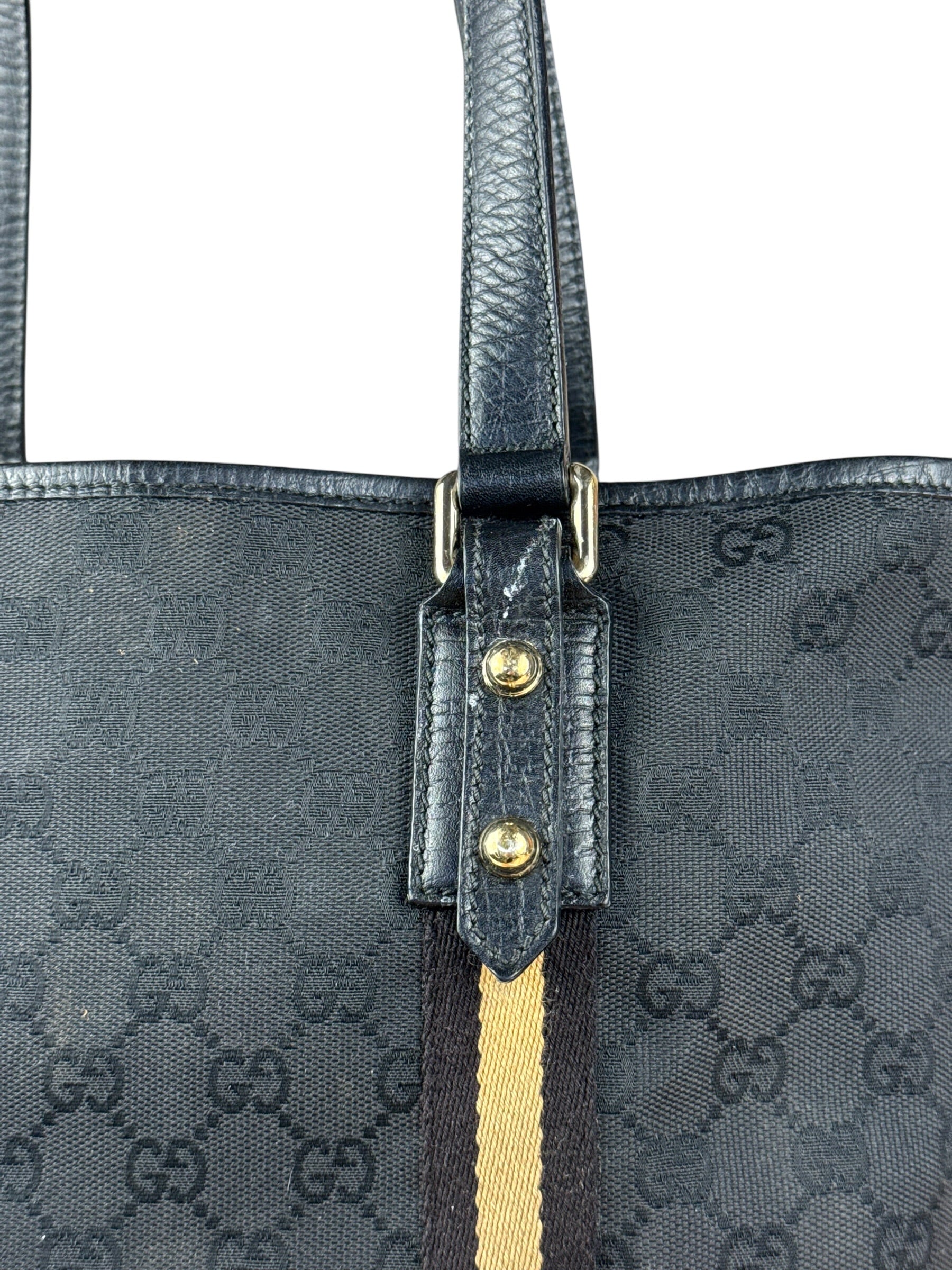 Gucci GG Vintage Black Canvas Shoulder Tote