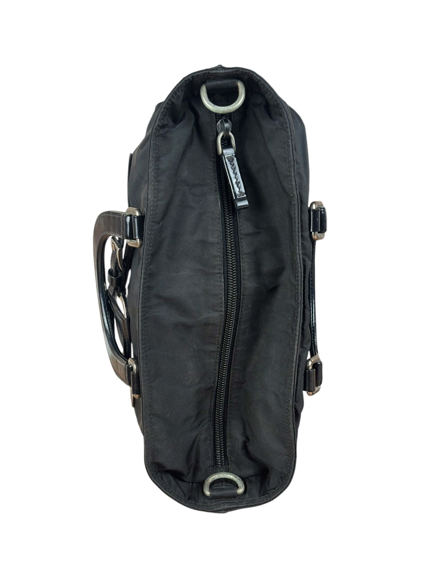 Prada Black Tessuto Nylon Leather Trim Hand Bag