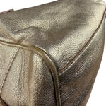 Yves Saint Laurent Gold Leather Embossed YSL Logo Handbag