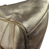 Yves Saint Laurent Gold Leather Embossed YSL Logo Handbag