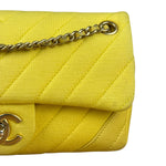 Chanel Yellow Chevron Flap Chain Shoulder Bag 2015
