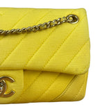 Chanel Yellow Chevron Flap Chain Shoulder Bag 2015