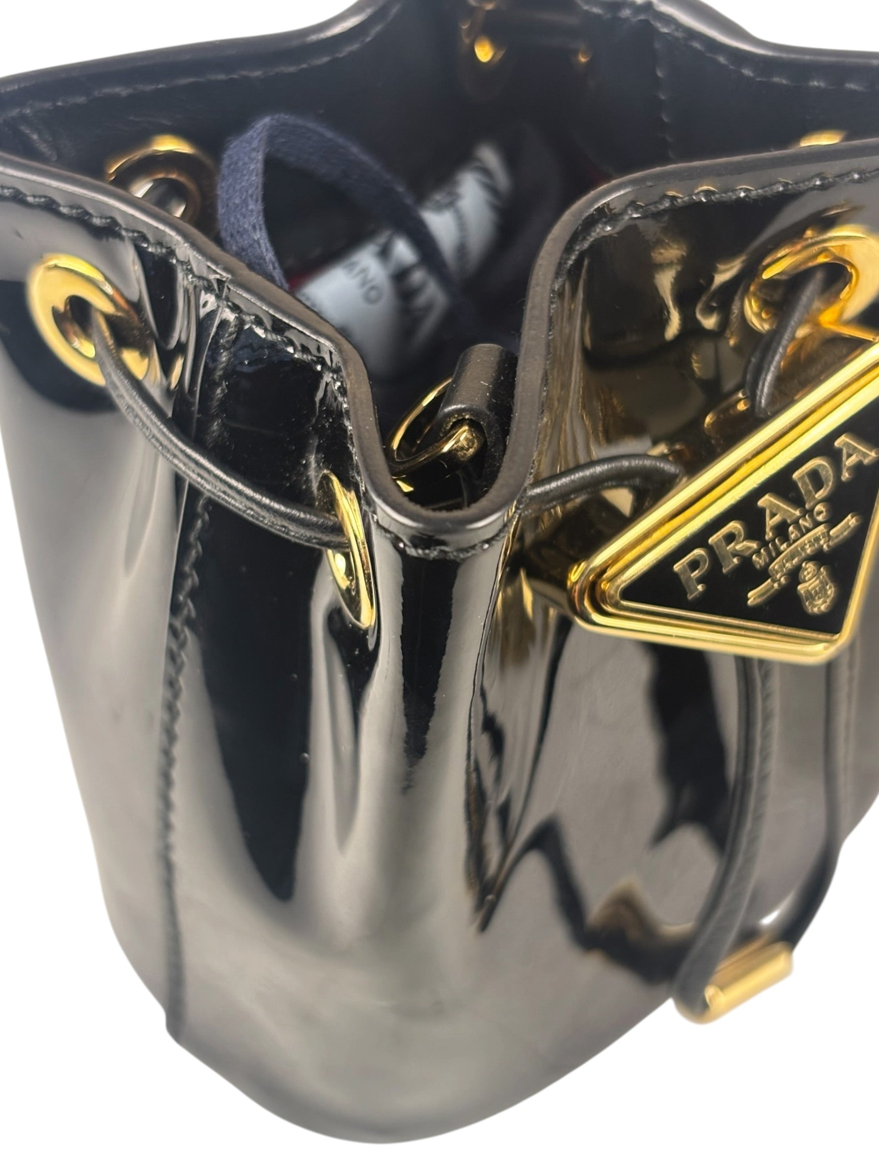Prada Black Patent Leather Mini Chain Pouch