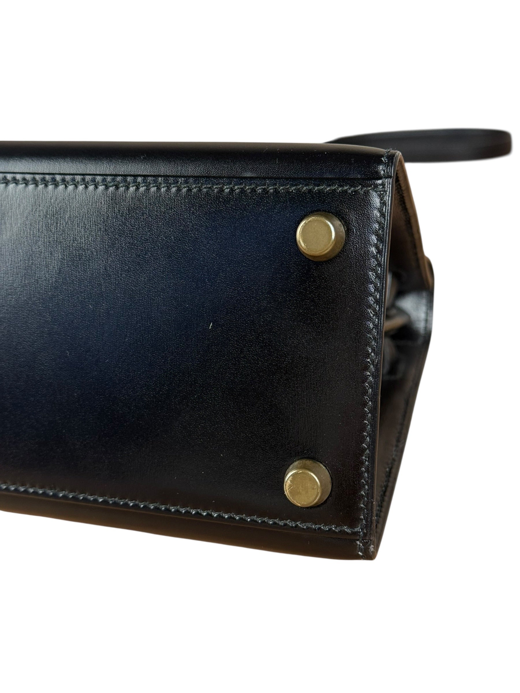 Hermes Black Mini Kelly 20 Box Calf 1991