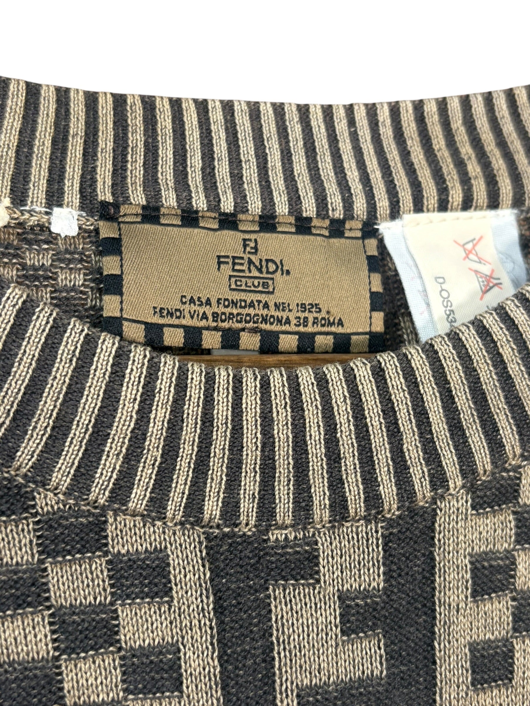 Fendi Vintage Brown FF Checkered Sweater