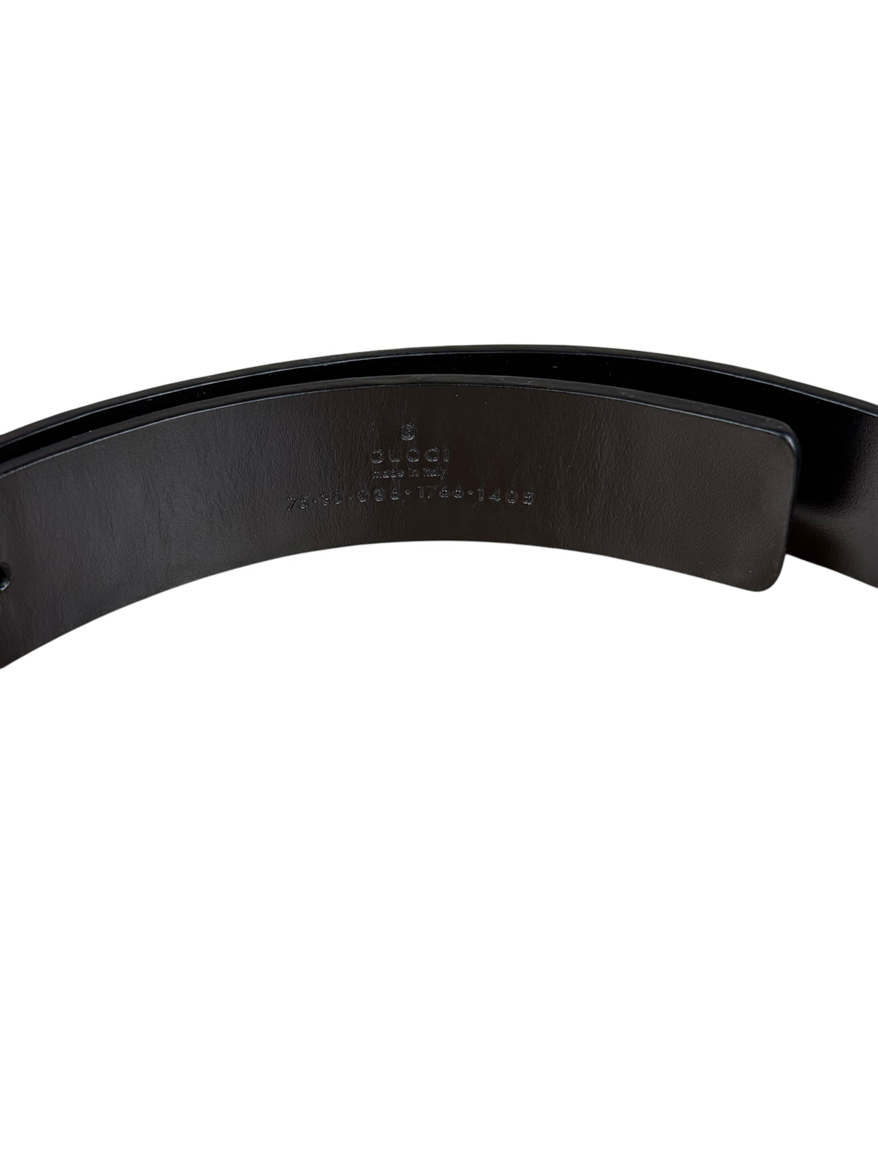 Gucci Black Leather G Buckle Belt