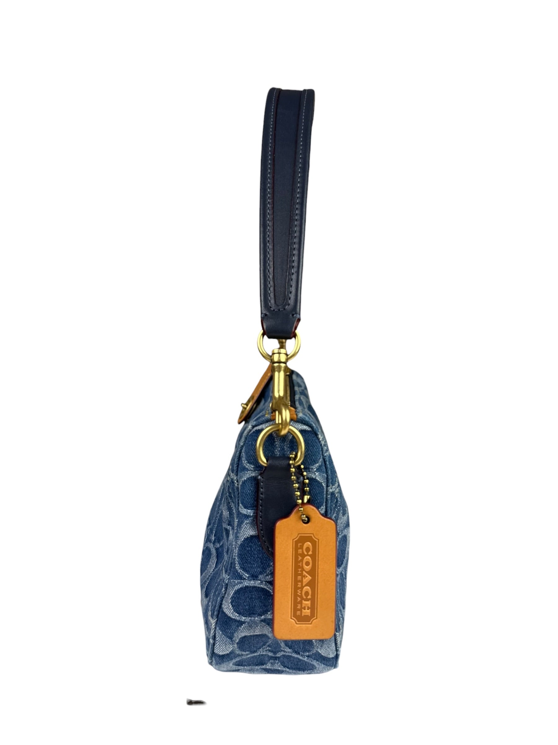 Coach Signature Blue Jacquard Denim Swing Zip Shoulder Bag