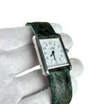 Cartier Must de Tank Green Croc Strap White Dial