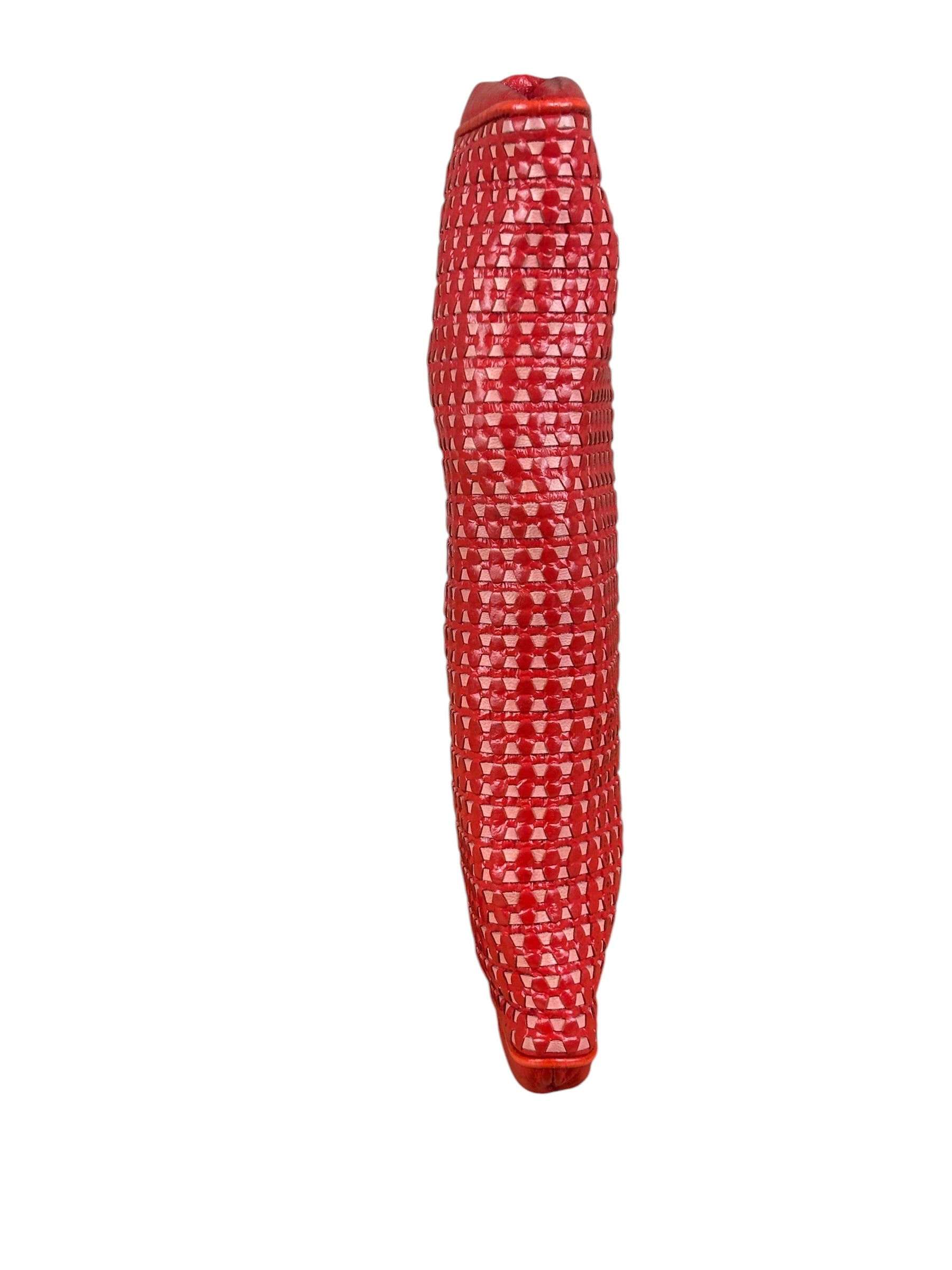 Miu Miu Bicolor Leather Striking Patterned Clutch