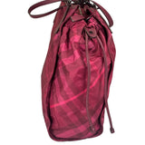 Burberry Plum Nylon/Leather Trim Nova Check Buckleigh Packable Tote