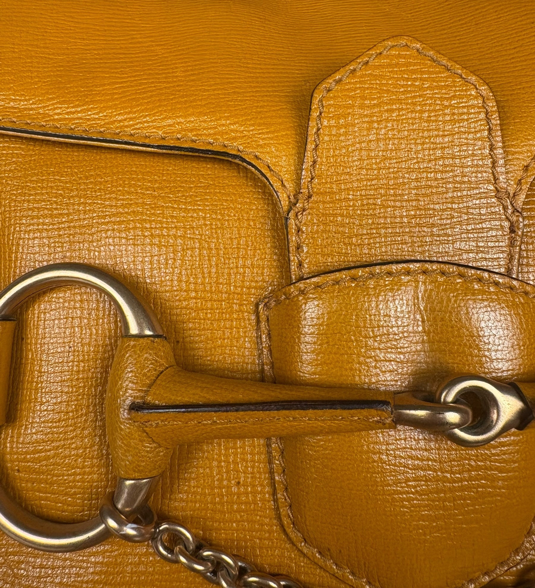 Gucci Horsebit Chain Leather Shoulder Bag Brown