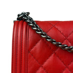 Chanel Red Leather Boy Flap Shoulder Bag -2013
