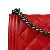 Chanel Red Leather Boy Flap Shoulder Bag -2013