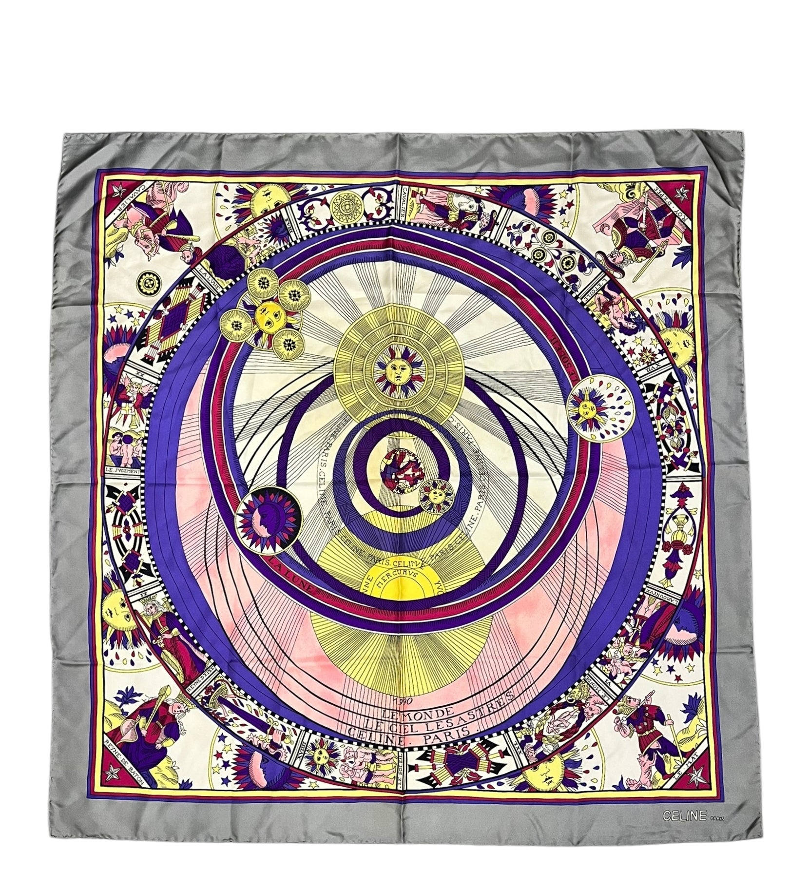 Celine Vintage Sun Scale Silk Scarf