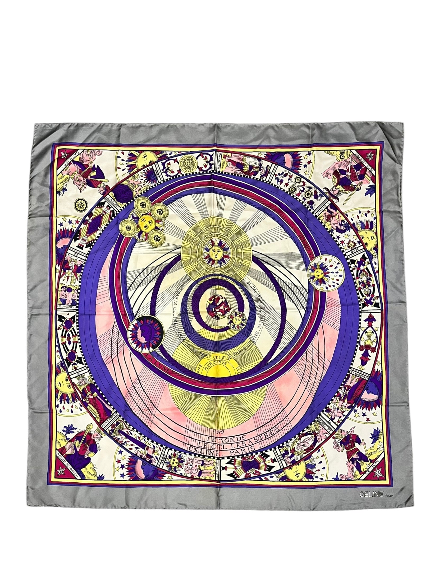 Celine Vintage Sun Scale Silk Scarf