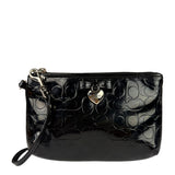 Coach Black Patent Leather Heart & Bow Wristlet