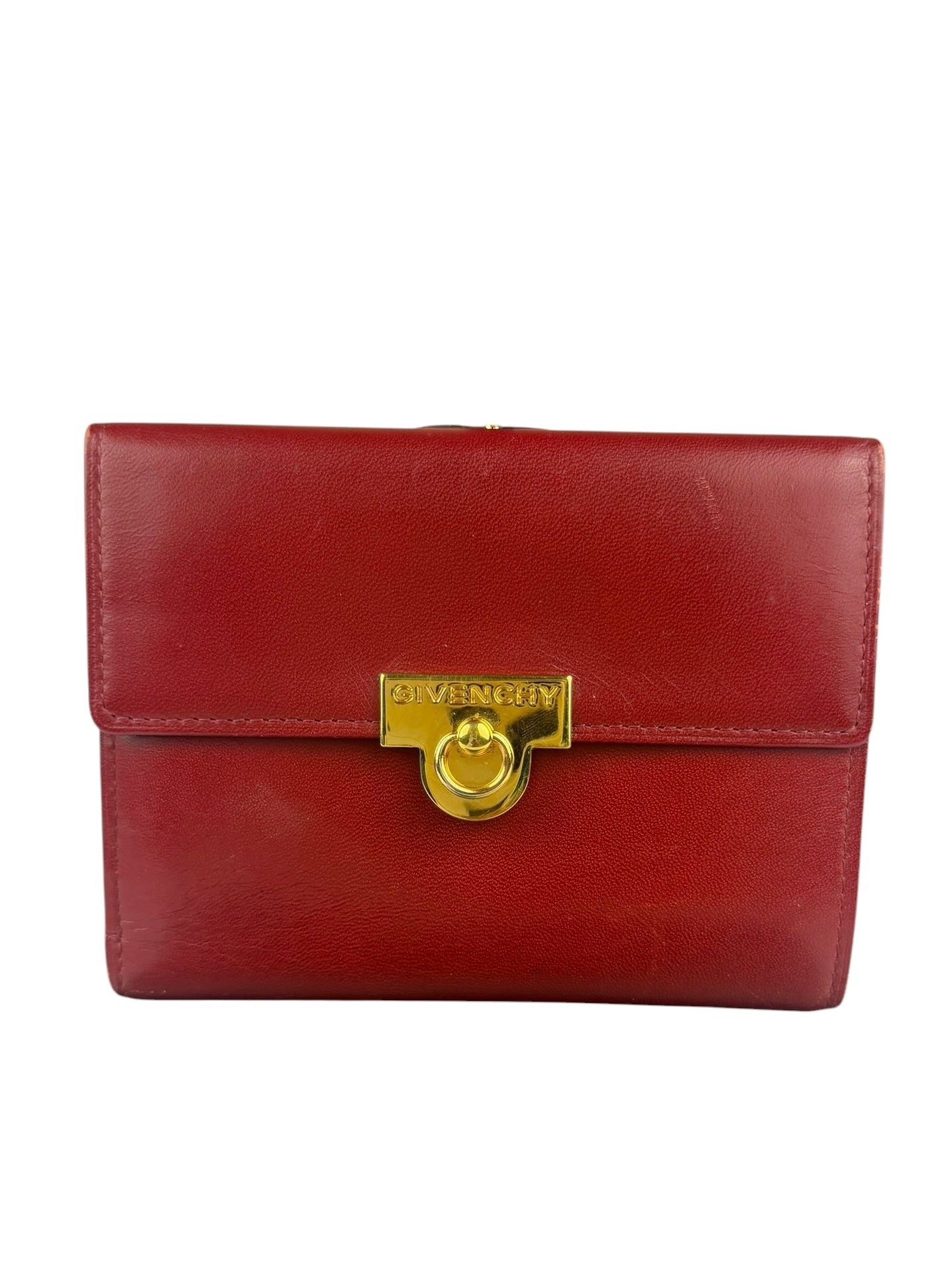 Givenchy Vintage Red Leather Trifold Wallet
