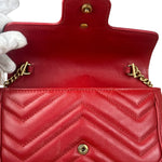 Gucci Red Chevron Quilted Matelasse Mini Leather Shoulder Bag