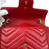 Gucci Red Chevron Quilted Matelasse Mini Leather Shoulder Bag