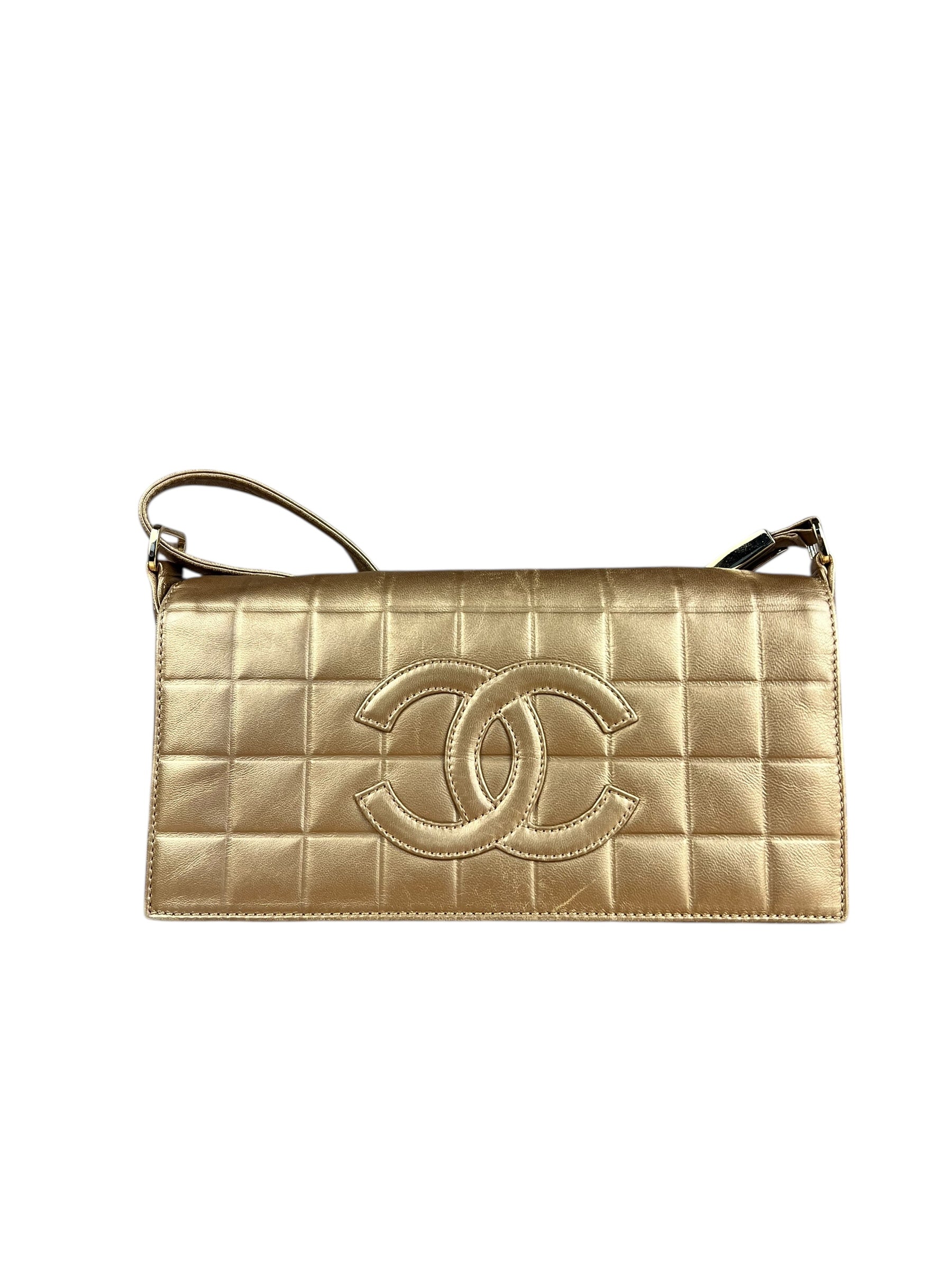Chanel Gold Leather East West Shoulder Bag 2001