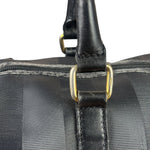 Fendi Grey/Black Leather Striped Boston Bag