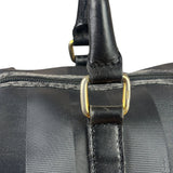 Fendi Grey/Black Leather Striped Boston Bag