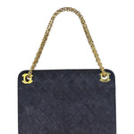 Chanel Vintage Navy Blue Matelasse Quilted Suede Chain Shoulder Bag
