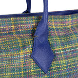 Vivienne Westwood Blue/Green Woven Plaid Saturn Shoulder Bag