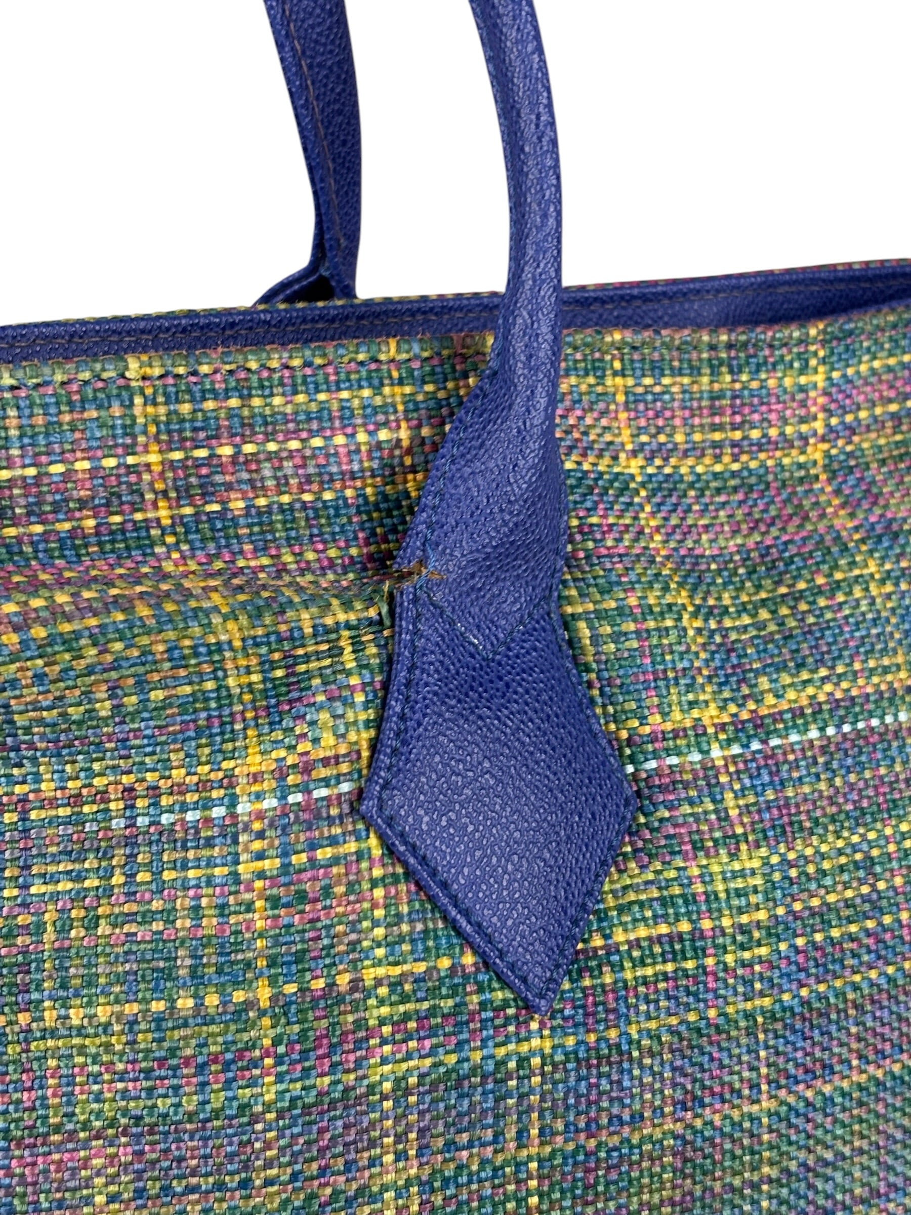 Vivienne Westwood Blue/Green Woven Plaid Saturn Shoulder Bag