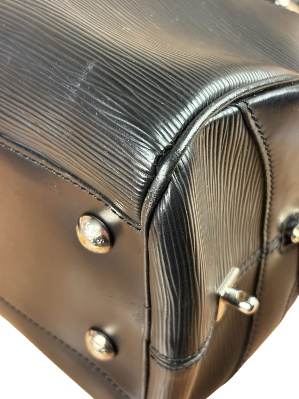 Louis Vuitton Black Epi Leather Montaigne Bowling Handbag GM