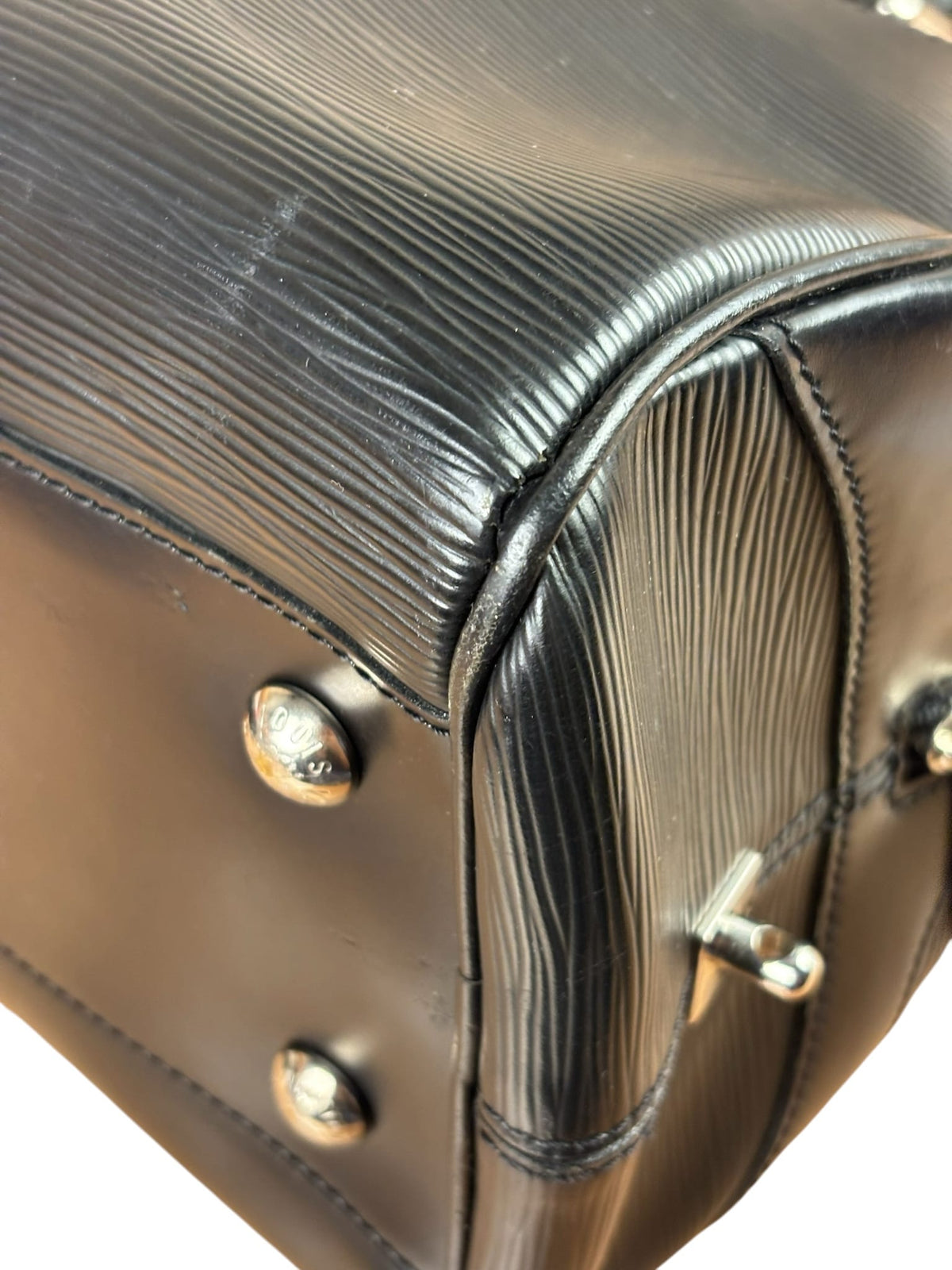 Louis Vuitton Black Epi Leather Montaigne Bowling Handbag GM