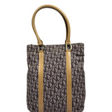 Christian Dior Brown Leather Trim Canvas Trotter Tote